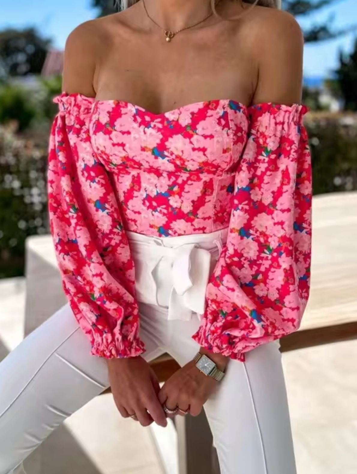 Lucille - Off-Shoulder Floral Tops