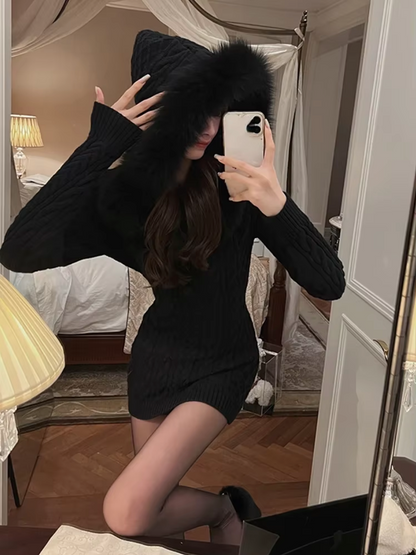 Maren - Knitted Hoodie Dress