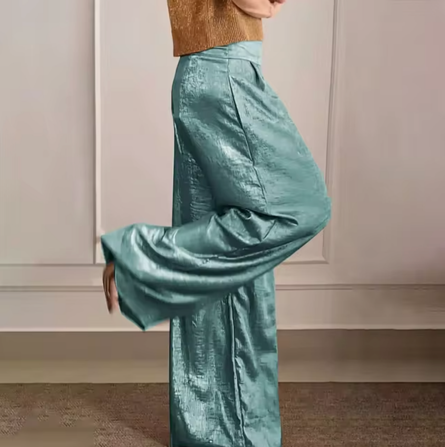 Lia - Metallic Wide Leg Pants