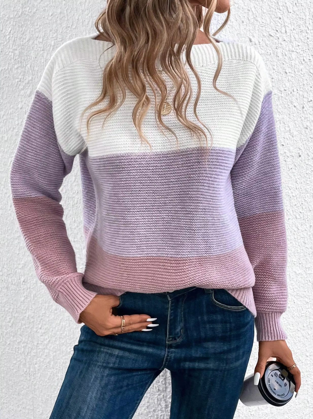 Janice – Knitted Tri-Colored Sweater