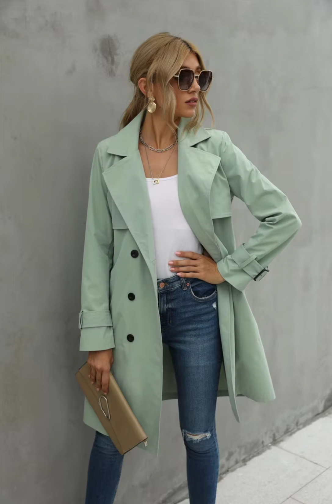 Mathilda – Long Sleeve Casual Trench Coat