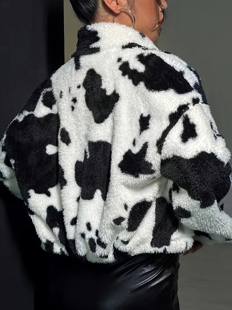 Shelby – Cow Print Fur Jacket