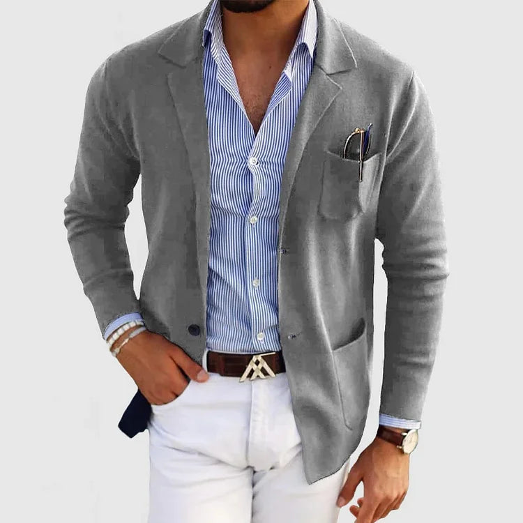 Stylish men's blazer with casual button pockets and lapel collar – Nico