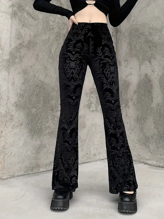 Lynna – High-waist Gothic Print Pants