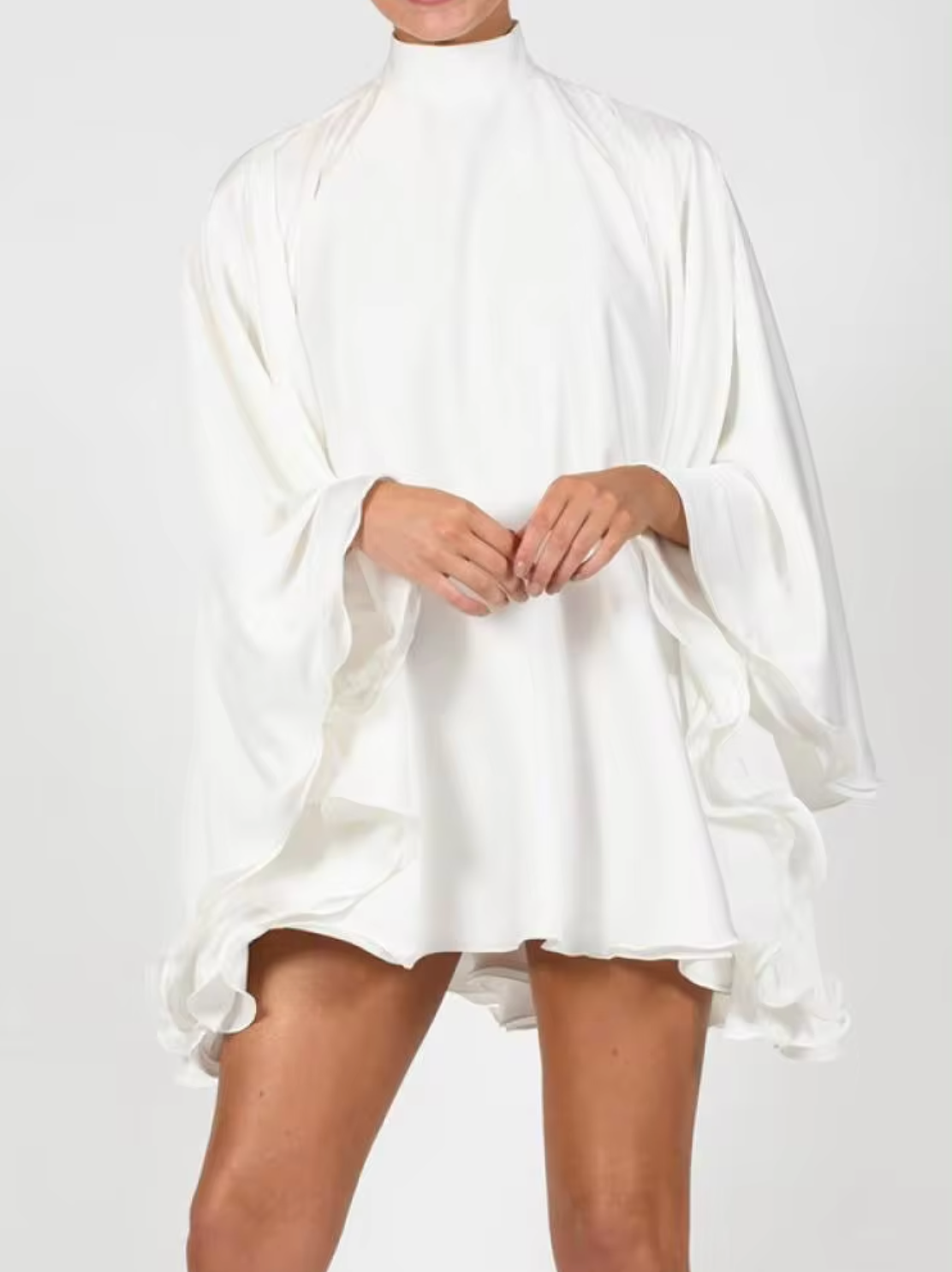 Benetta – Ruffled Sleeves Turtleneck Dress