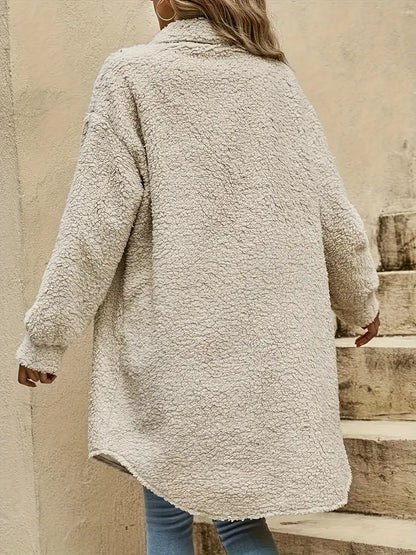 Sheby - Knitted casual long plush jacket