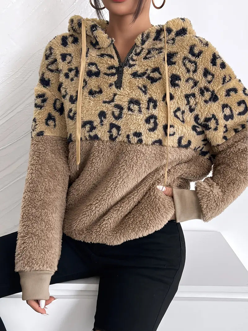 Barkha - Fleece Leopard Print Hoodie