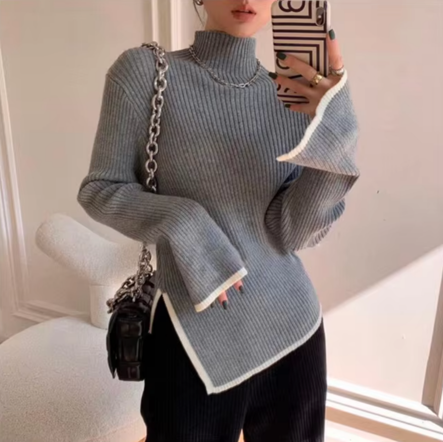 Kloe - Knitted Flared Sleeves Sweater