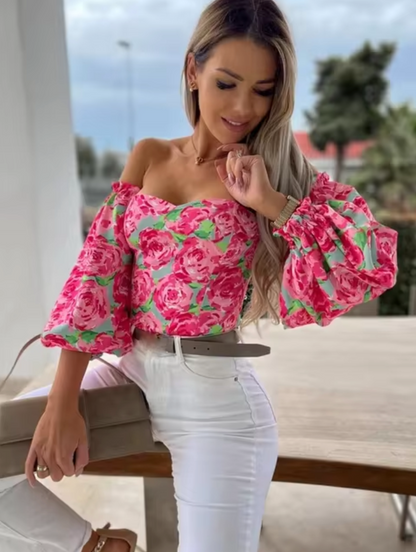 Lucille - Off-Shoulder Floral Tops