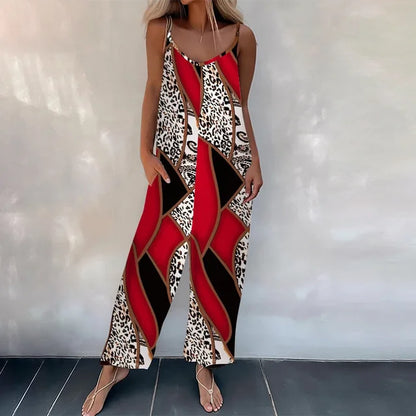 Cindy - Sleeveless Printed Loose Jumpsuit