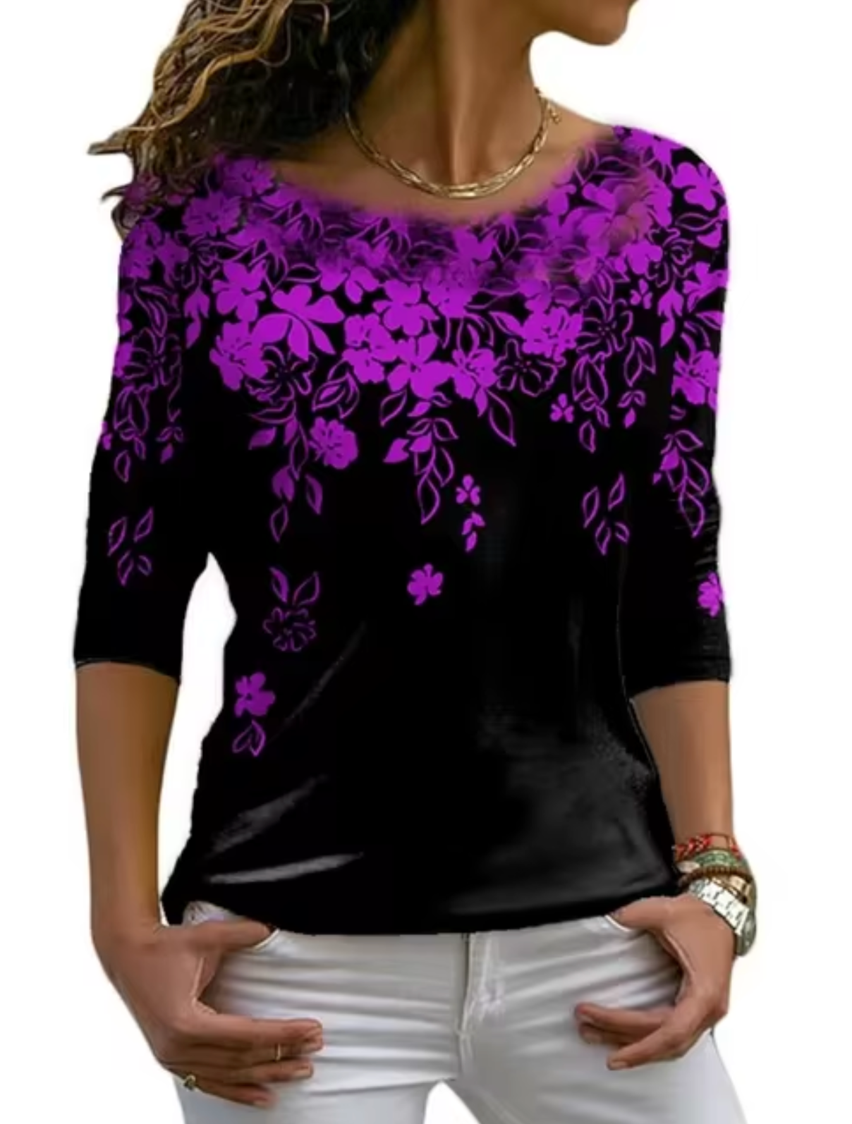 Tisha –  Stylish Floral Long-sleeved T-shirt