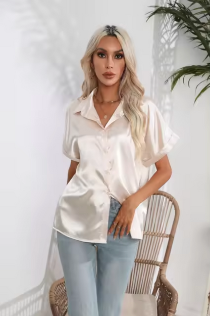 Ria – Satin Short Sleeves Blouse