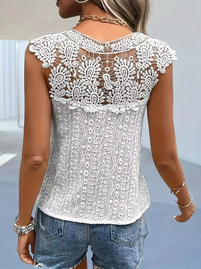 Shay - Sleeveless V-neck Lace Top