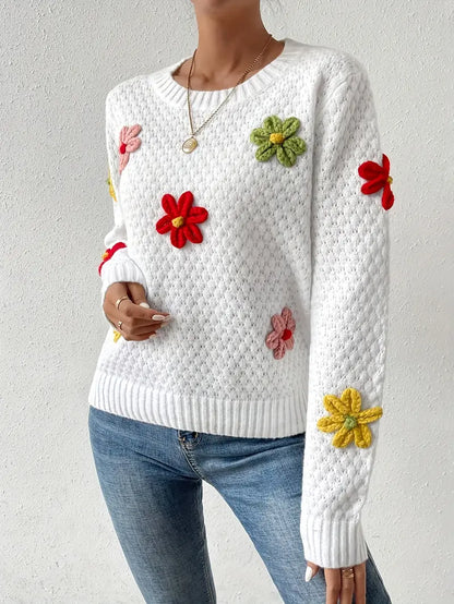 Kaadrie – Knitted 3D Flower Sweater