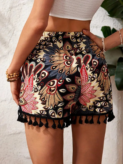 Maud - Ethnic Print Tassel Shorts