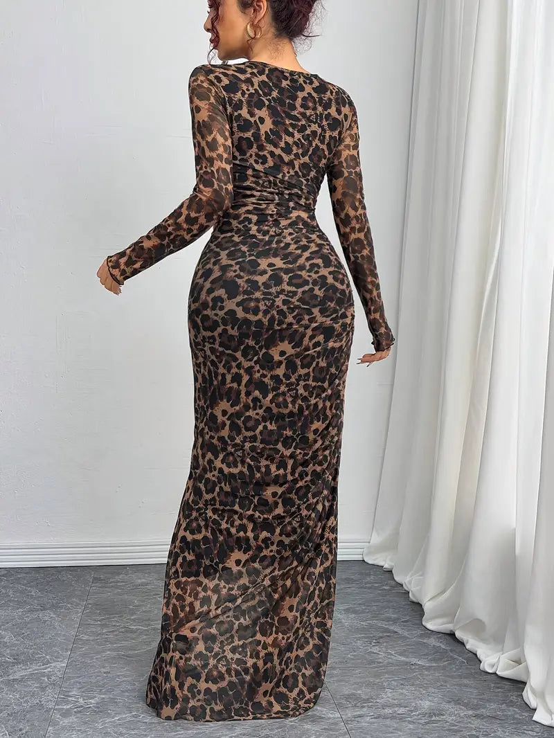 Juniper – Elegant  Leopard Print Maxi Dress