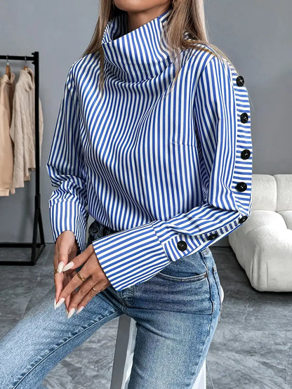 Sigrid – Striped High Neck Blouse