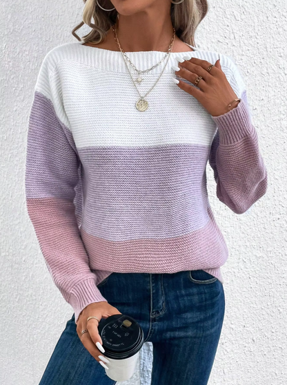 Janice – Knitted Tri-Colored Sweater