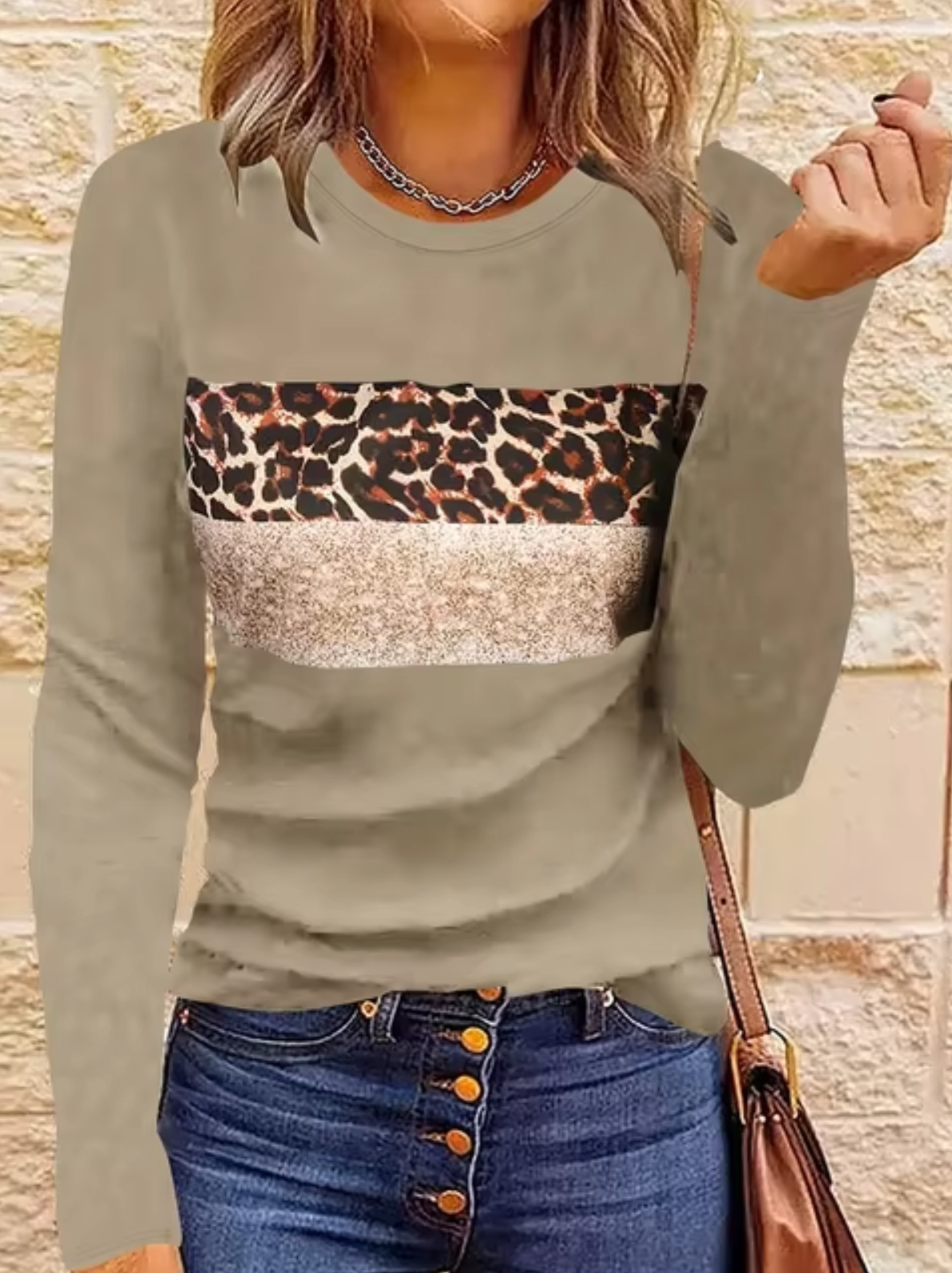 Myline – Long Sleeve Leopard Print T-Shirt