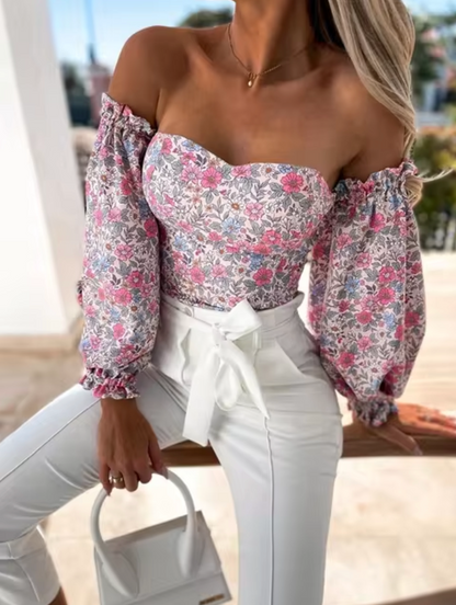 Lucille - Off-Shoulder Floral Tops