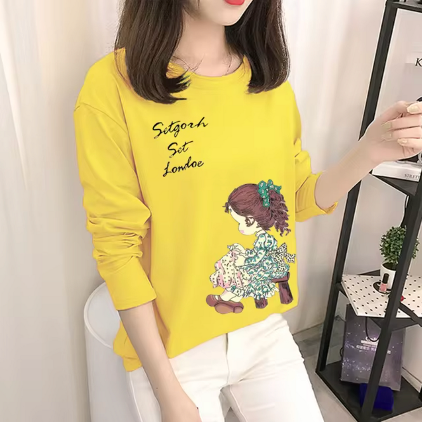 Charm - Cotton Yellow Long-sleeved Shirt