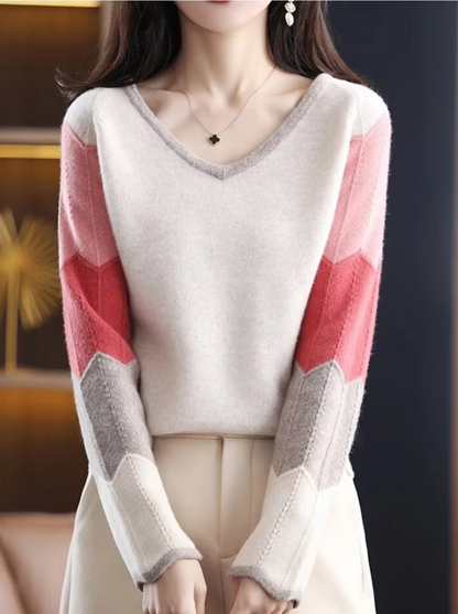 Marce – Colorful V-neck Knitted Sweater