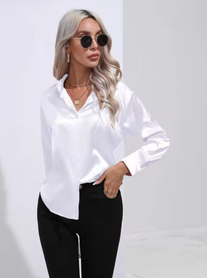 Annika - Satin Long Sleeve Blouse