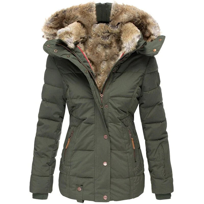 Greta - Fashionable winter coat with fur lining for women