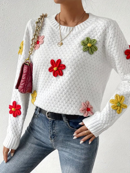 Kaadrie – Knitted 3D Flower Sweater