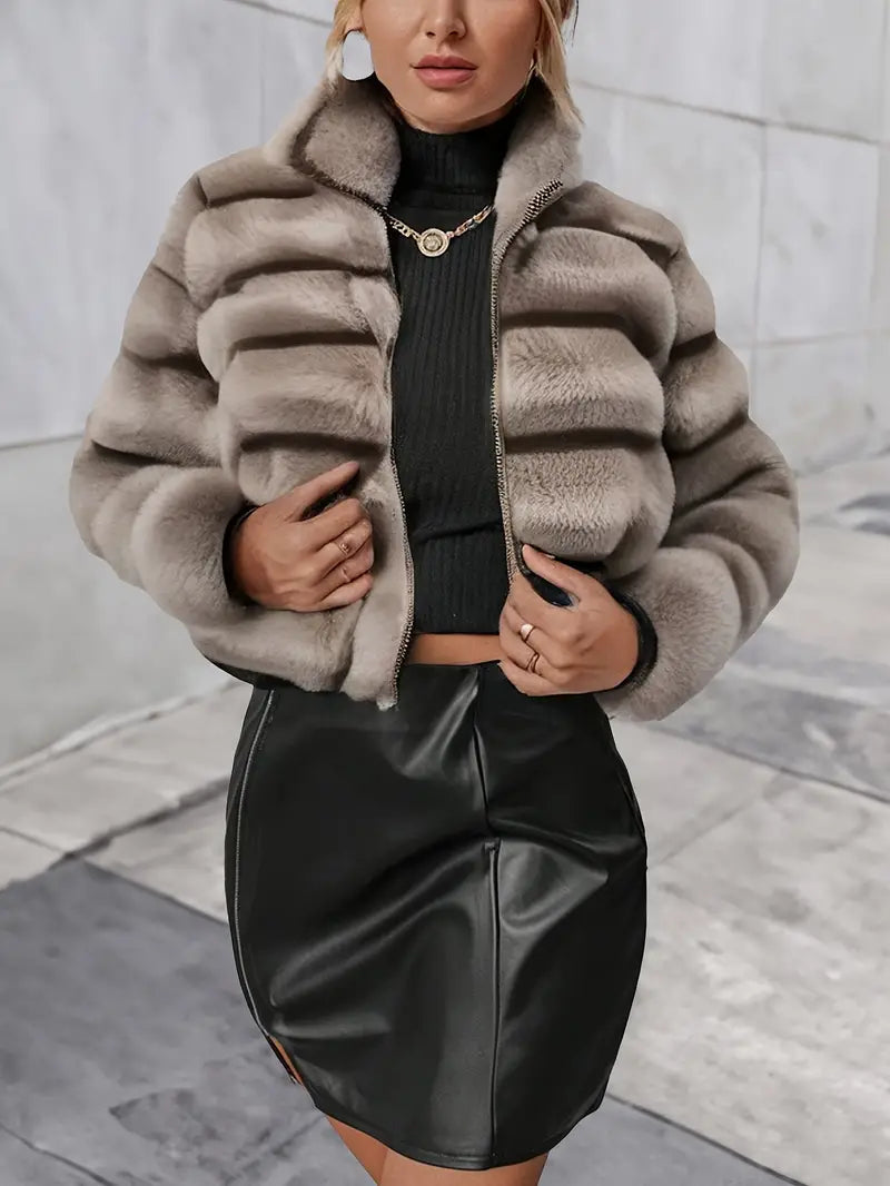 Alejandra - Faux Fur Zip-up Jacket