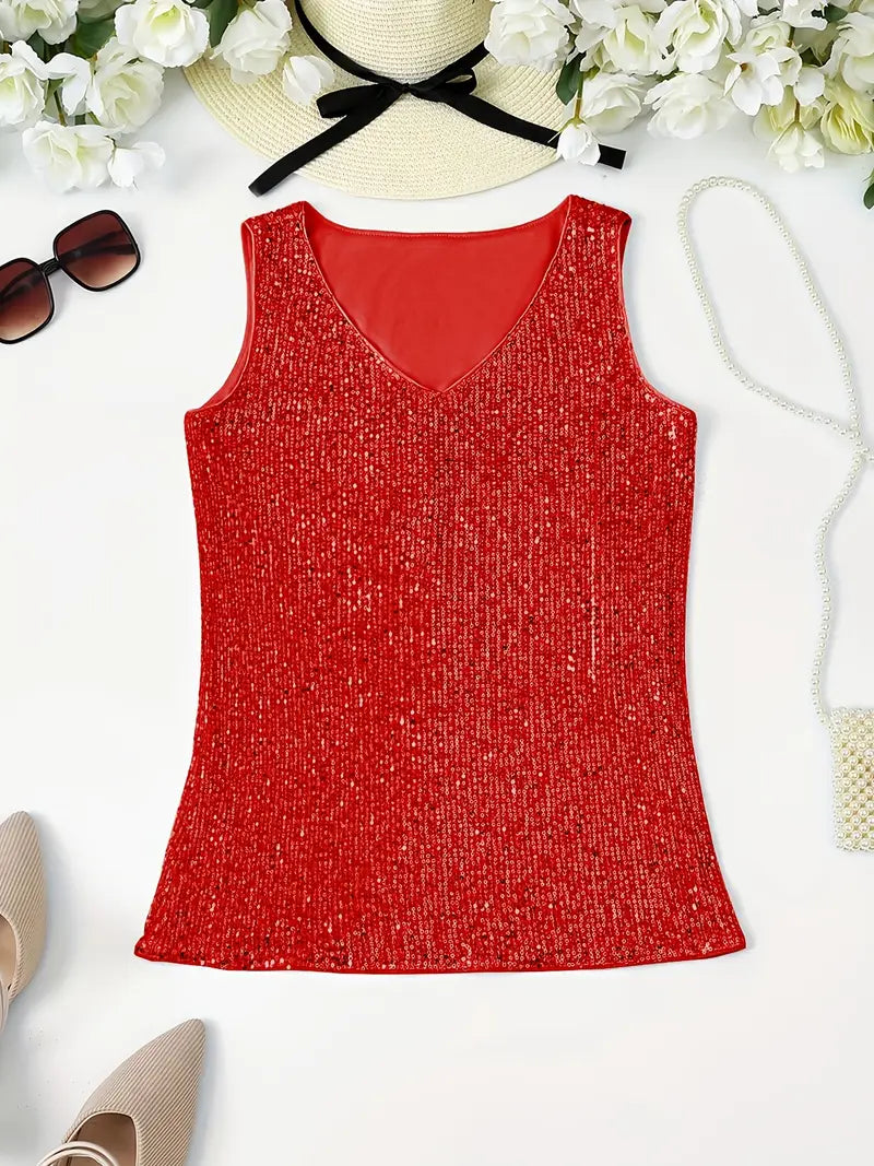 Uma – Elegant Sequined Sleeveless Top