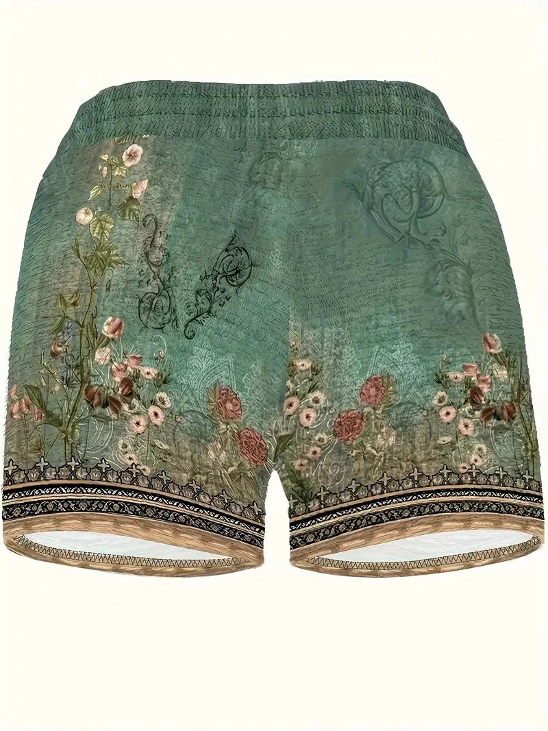 Miley – Bohemian Floral Drawstring Shorts