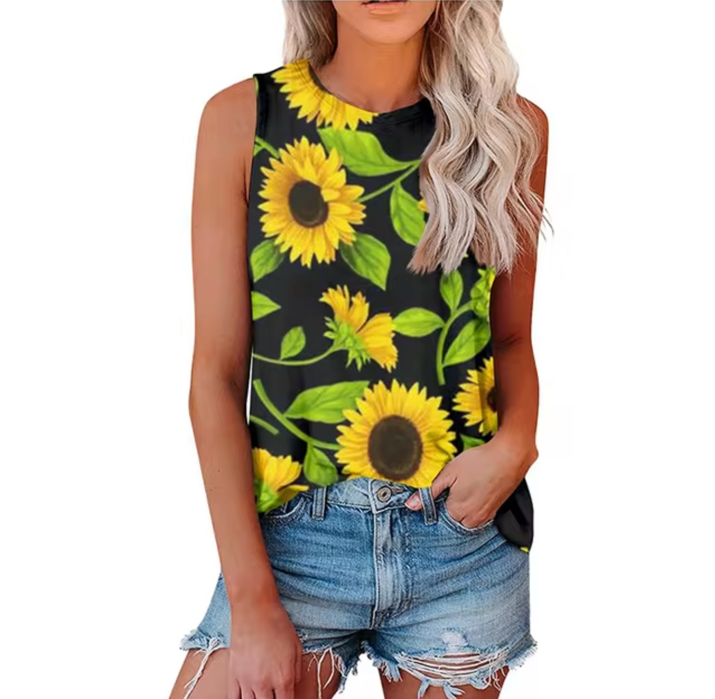 Avrielle – Sunflower Print Tank Top