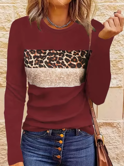 Myline – Long Sleeve Leopard Print T-Shirt