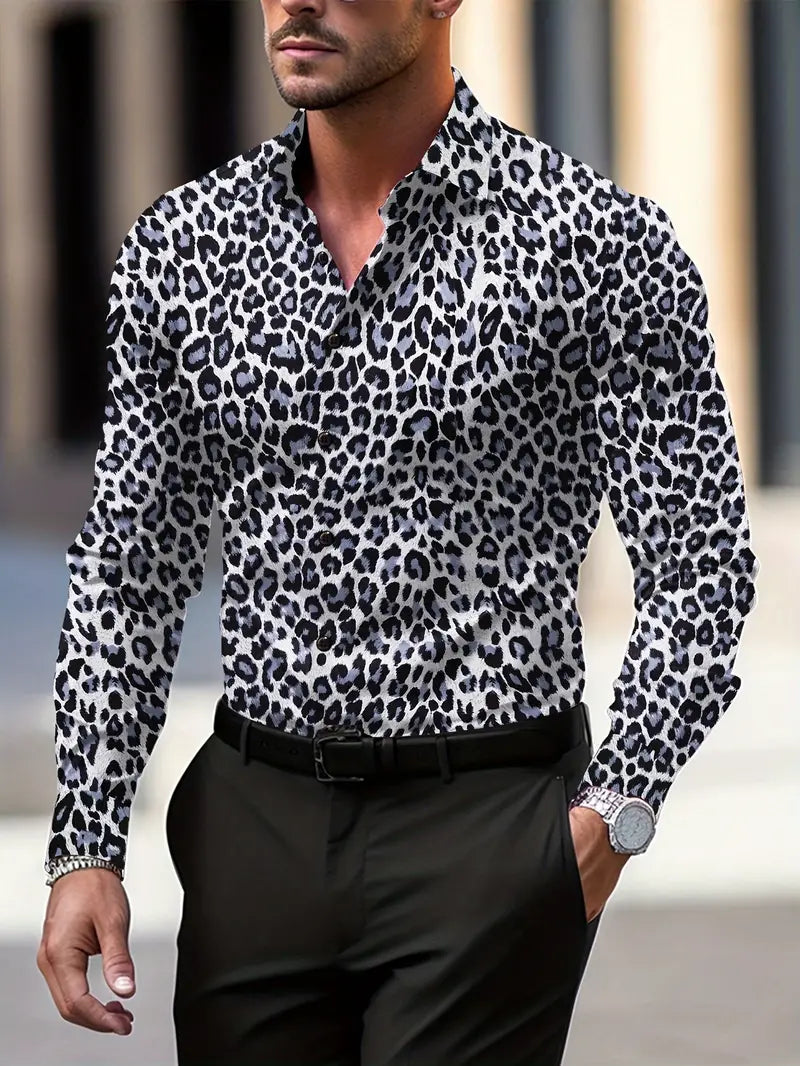 Anthony - Men's Graphic Print Leopard Print Shirt