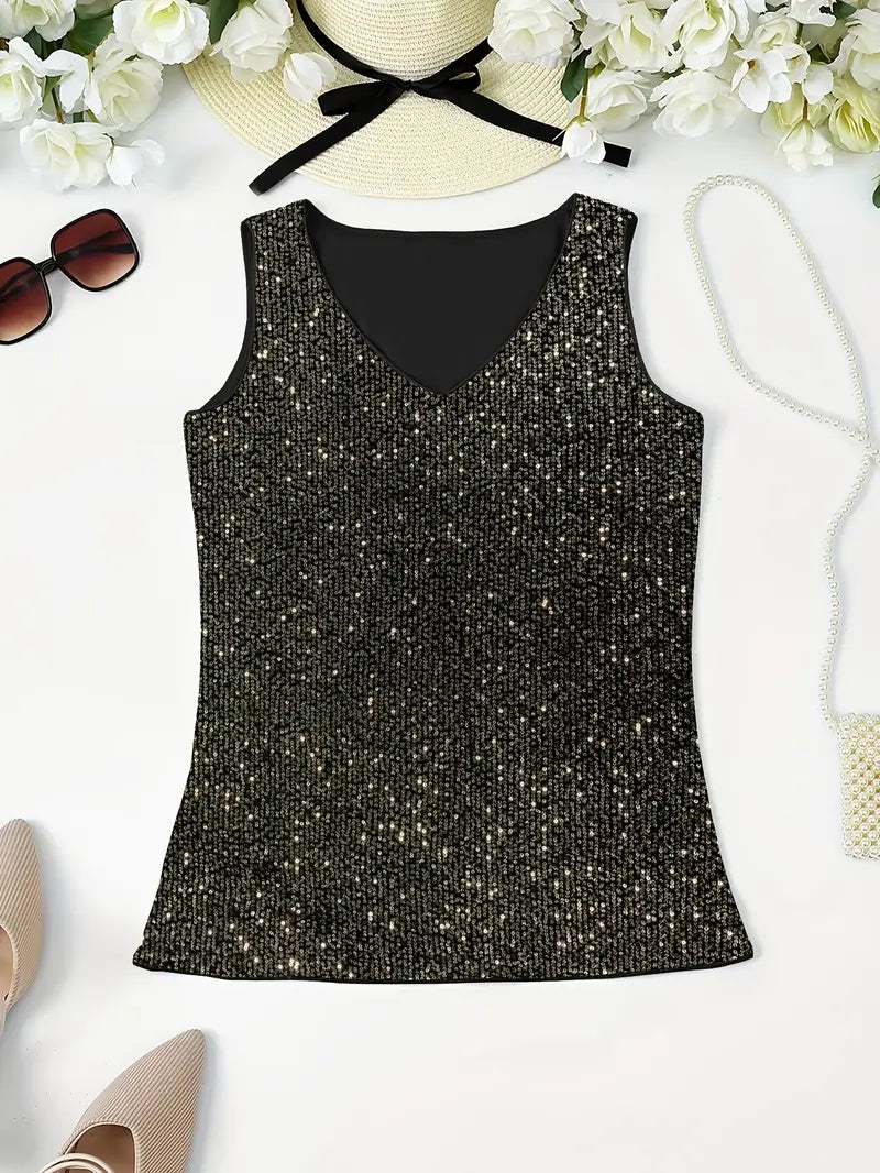 Uma – Elegant Sequined Sleeveless Top