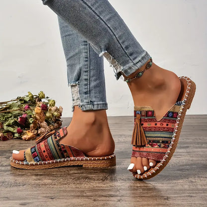 Taylor – Ethnic Style Flat Sandals with Tassel