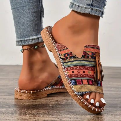 Taylor – Ethnic Style Flat Sandals with Tassel