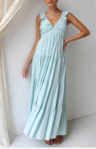Prisca – Linen Maxi Dress with Ruffles