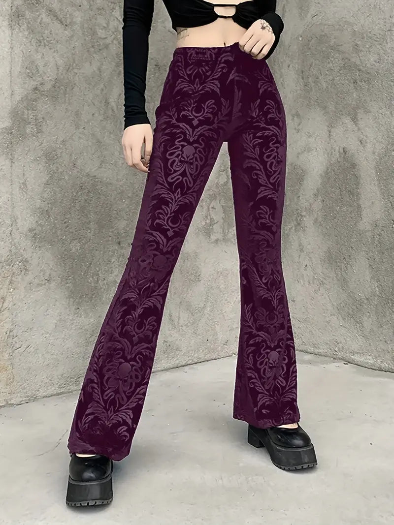 Lynna – High-waist Gothic Print Pants