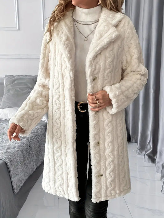 Myeong – Elegant Mid-length Plush Coat