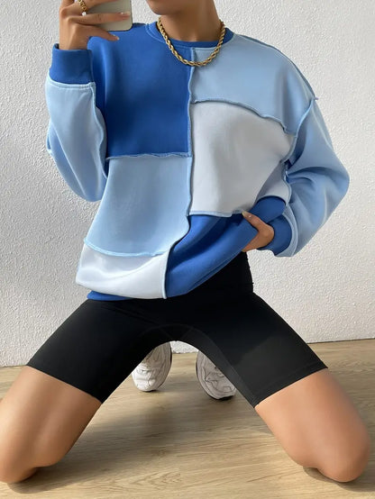 Cheng – Stylish Color Block Sweatshirt