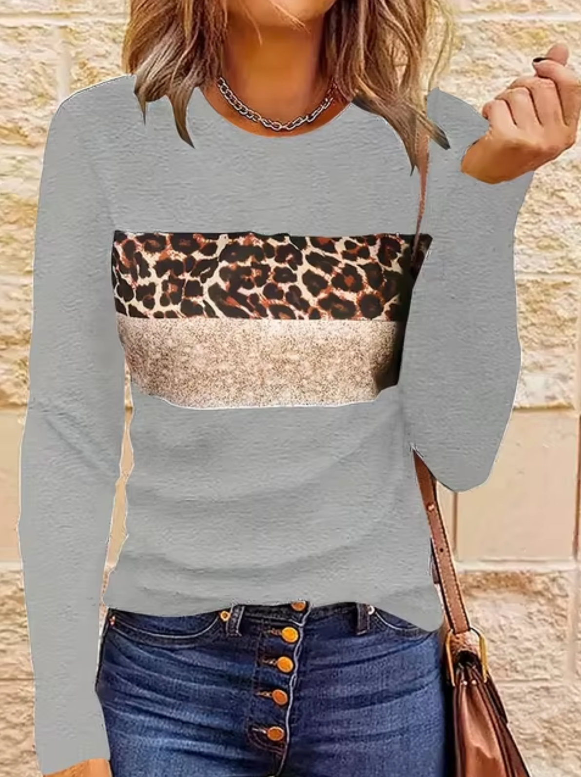 Myline – Long Sleeve Leopard Print T-Shirt