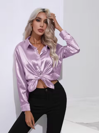 Annika - Satin Long Sleeve Blouse