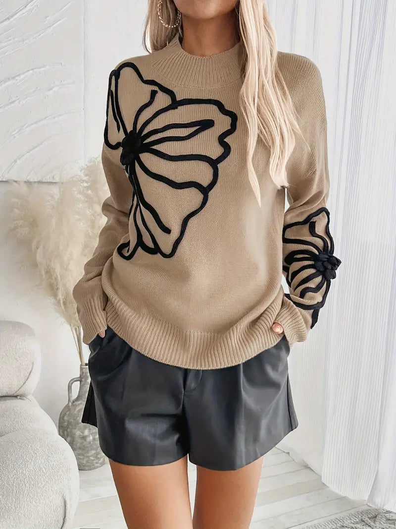 Kelsey – Knitted Floral Embroidery Sweater