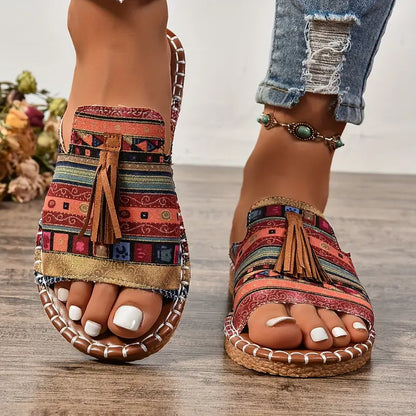 Taylor – Ethnic Style Flat Sandals with Tassel