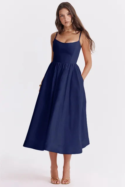 Abilene – Elegant Linen Midi Dress