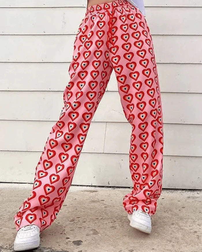 Teigen – Quick-drying Heart Print Pants