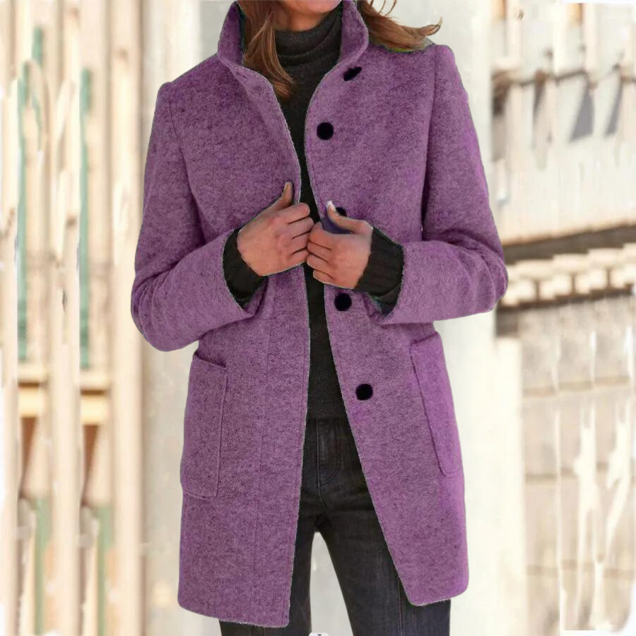 Camille - Elegant stand-up collar coat for women