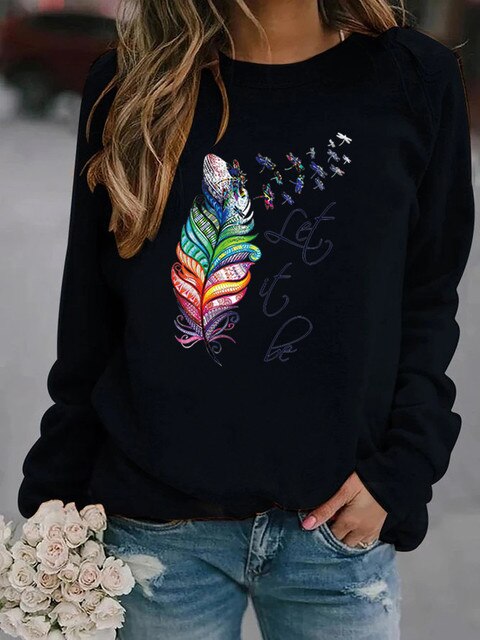 Ira - Comfortable ladies sweater with feather motif